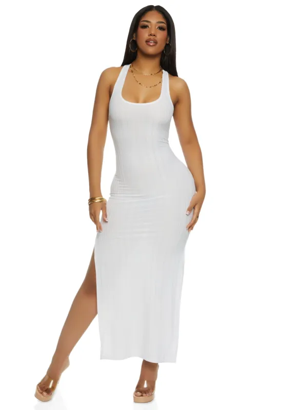 Ribbed Racerback Tank Maxi Dress sold by Rainbow