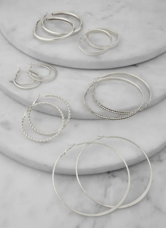 Assorted Textured Hoop Earring Set of 6 sold by Rainbow