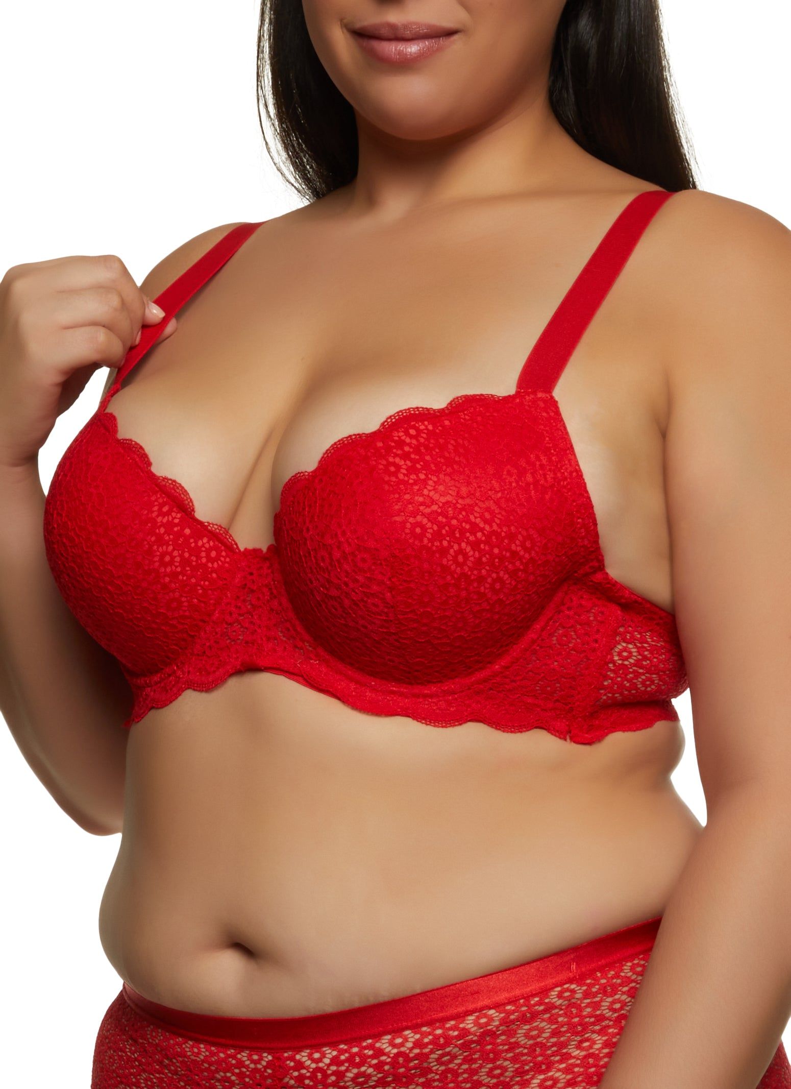 Plus Size Scalloped Trim Lace Plunge Bra sold by Rainbow