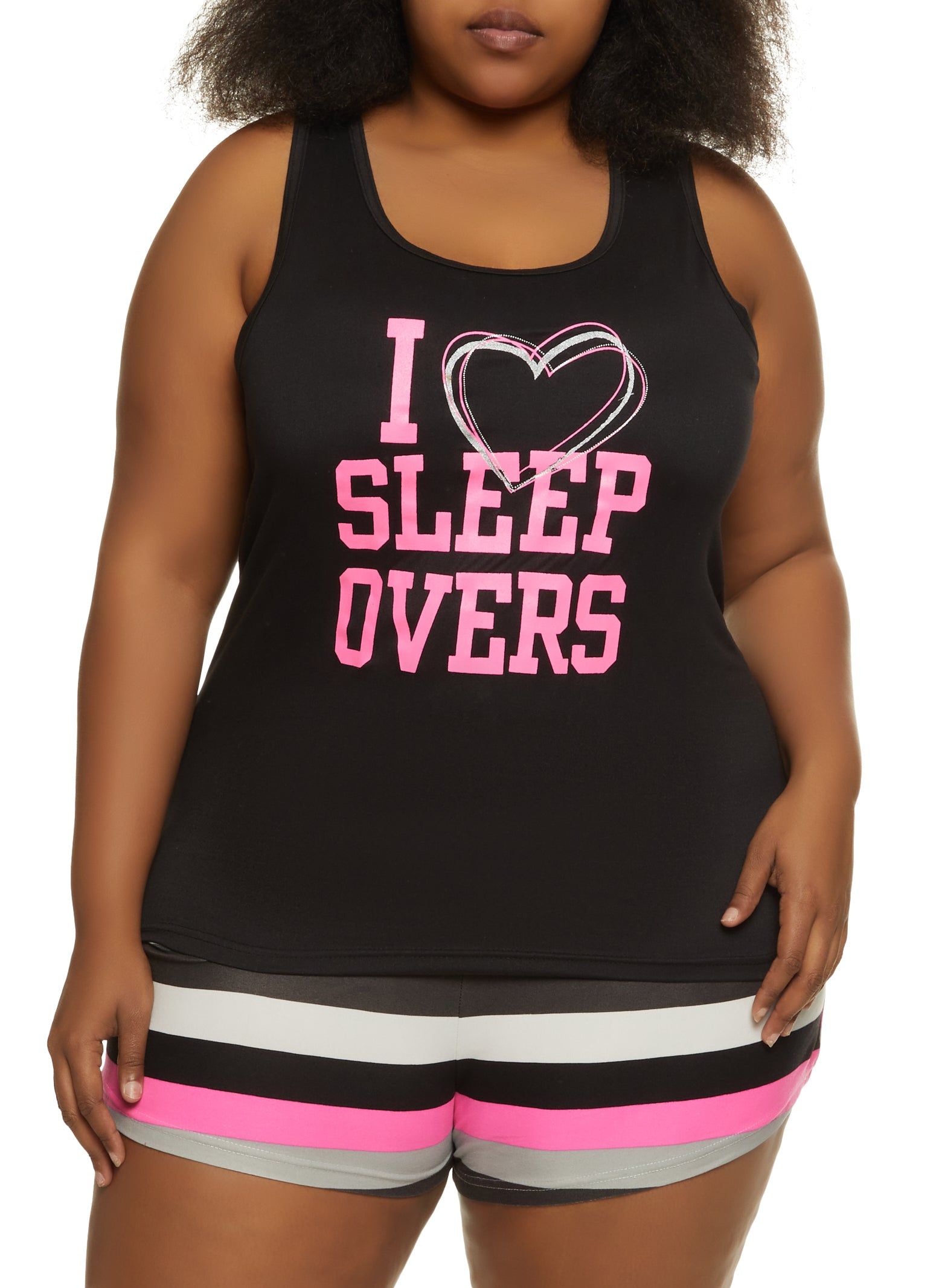 Plus Size Sleepovers Pajama Tank Top and Shorts sold by Rainbow