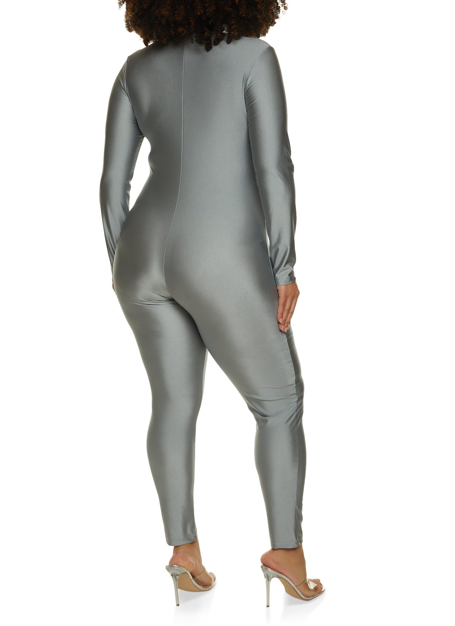 Plus Size Spandex Half Zip Jumpsuit sold by Rainbow product image thumbnail 2