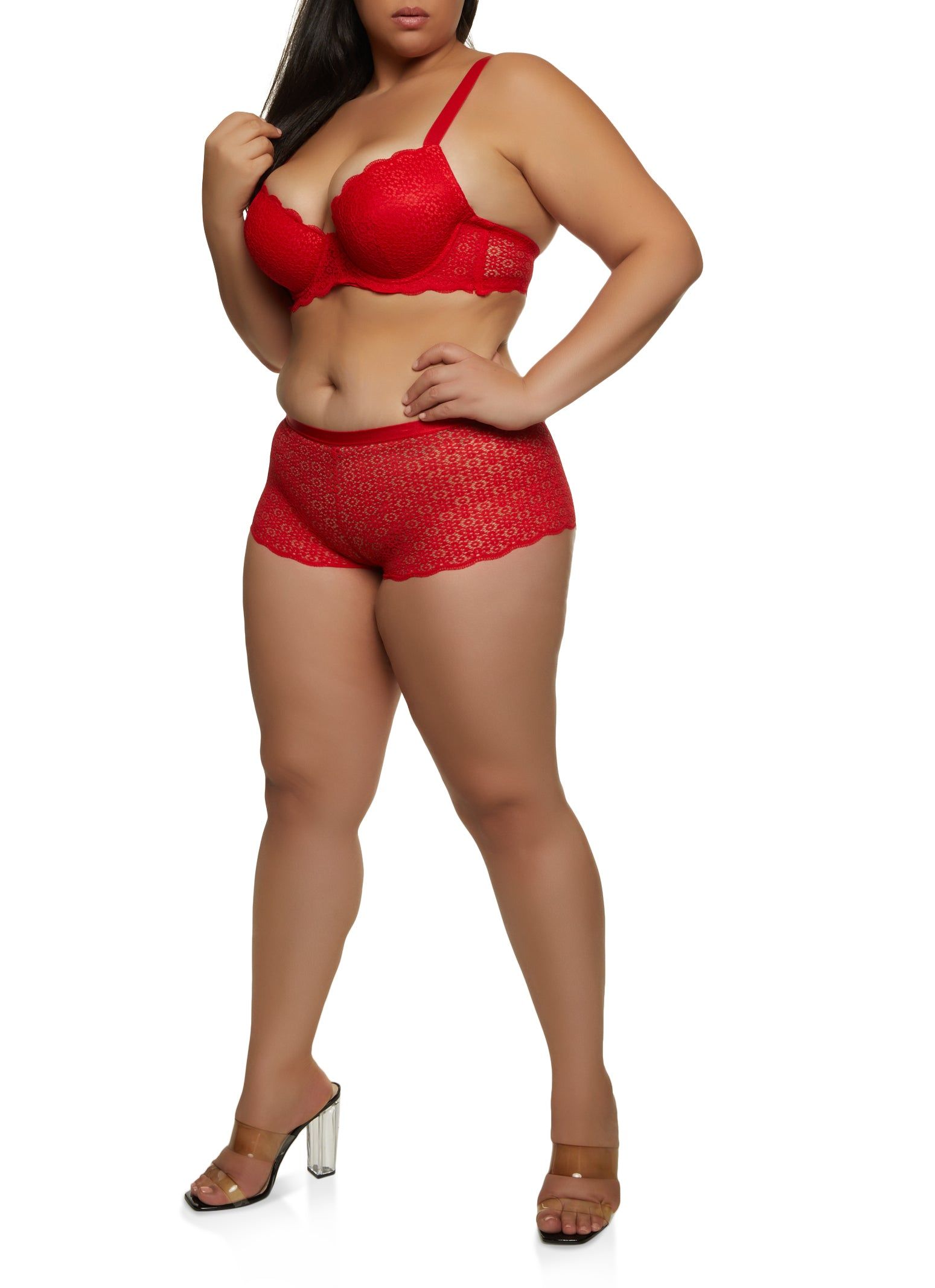 Plus Size Scalloped Trim Lace Plunge Bra sold by Rainbow product image thumbnail 2