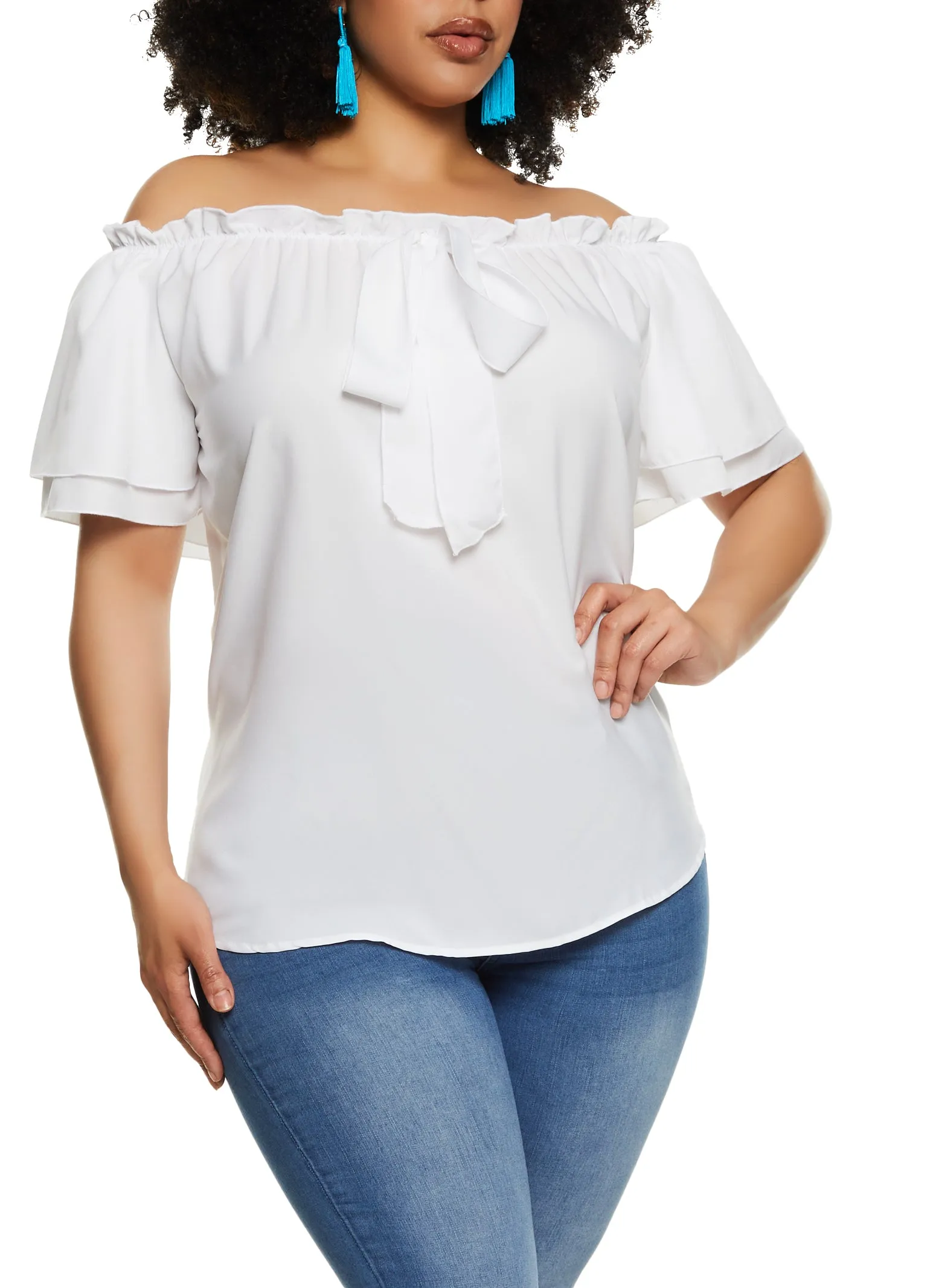 Plus Size Off the Shoulder Bow Front Blouse sold by Rainbow product image thumbnail 2