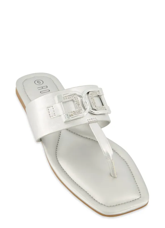 Rhinestone Horsebit Band Thong Sandals sold by Rainbow
