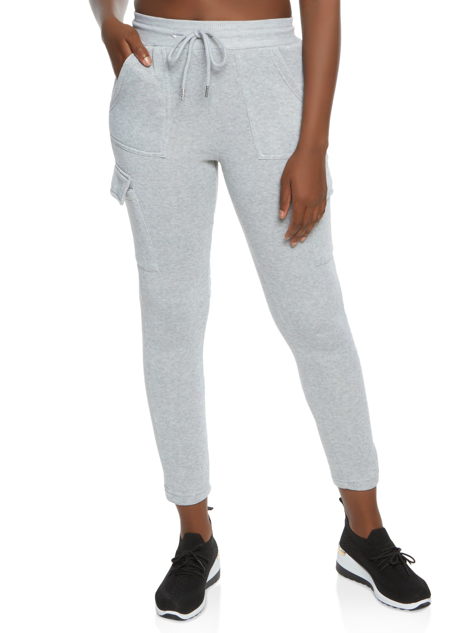 Fleece Drawstring Cargo Pocket Sweatpants sold by Rainbow