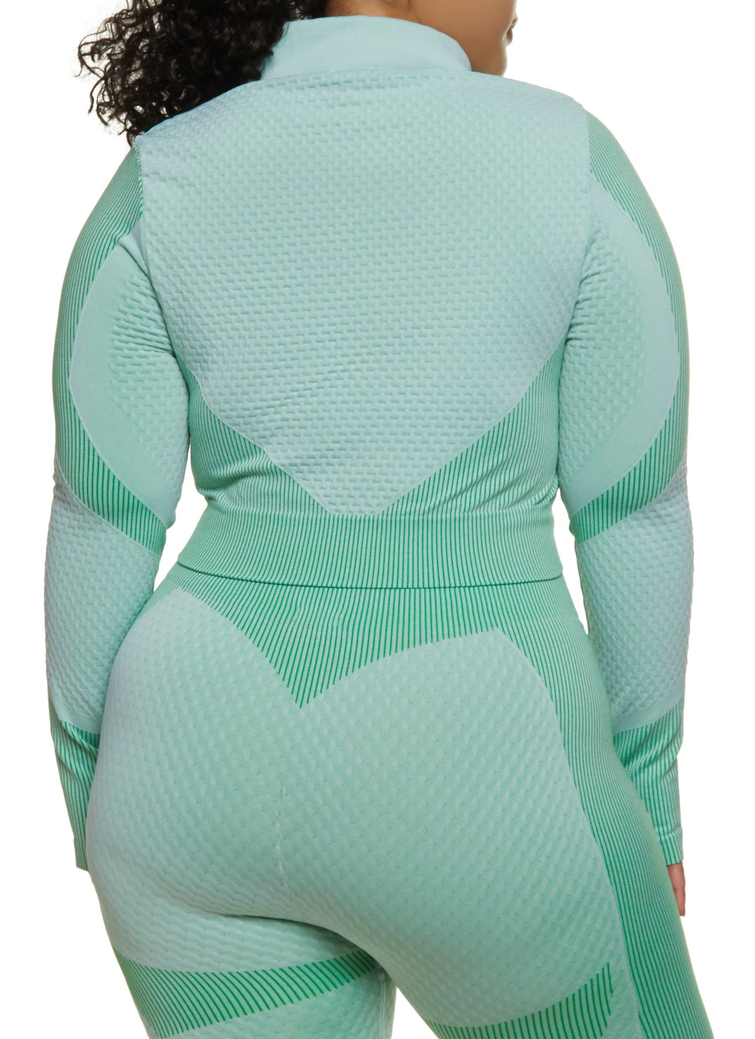 Plus Size Seamless Striped Detail Waffle Knit Track Jacket sold by Rainbow product image thumbnail 3