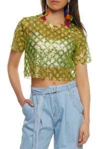 Tulle Sequin Crop Top sold by Rainbow