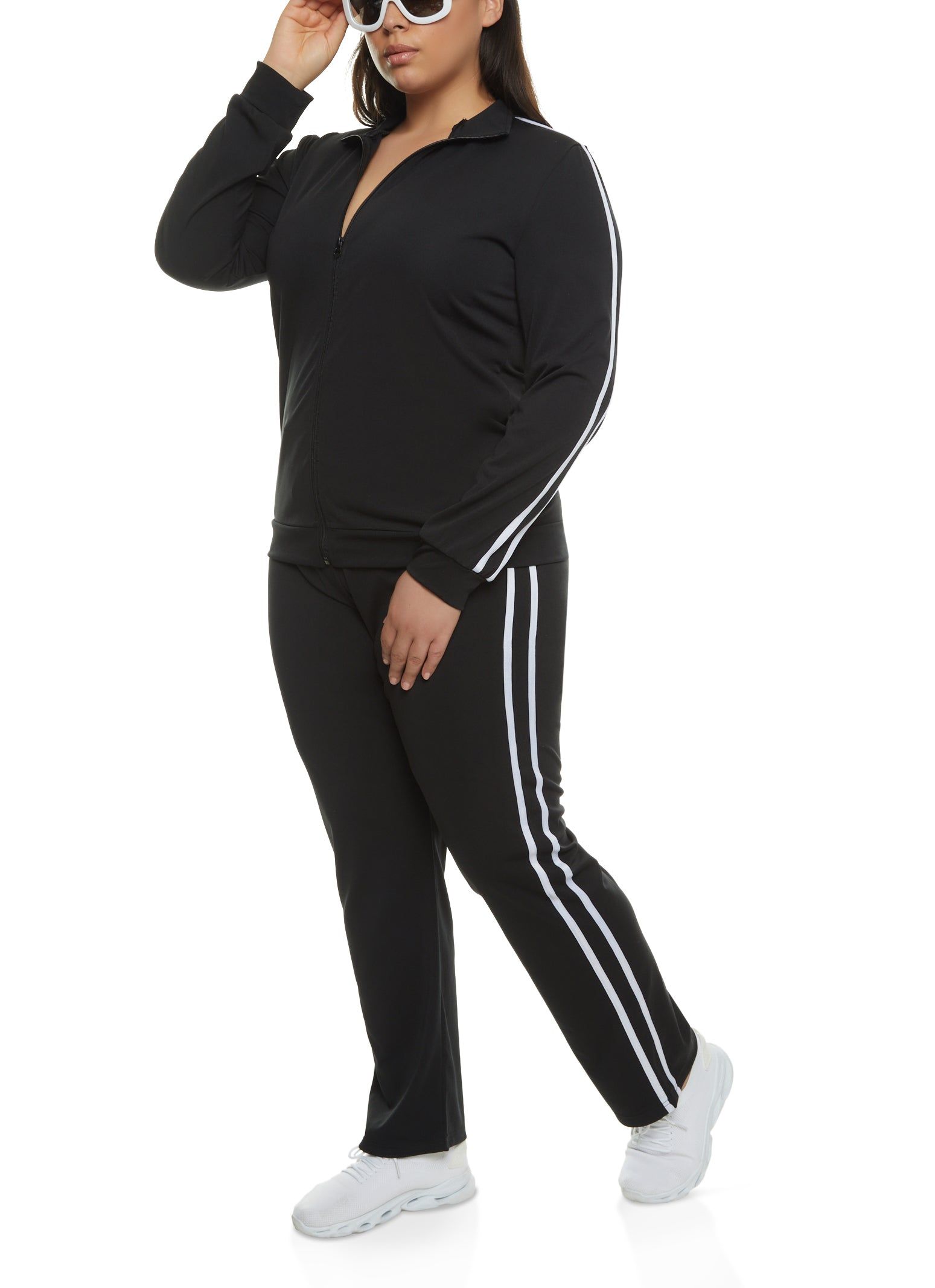 Plus Size Varsity Striped Zip Front Track Jacket sold by Rainbow product image thumbnail 2