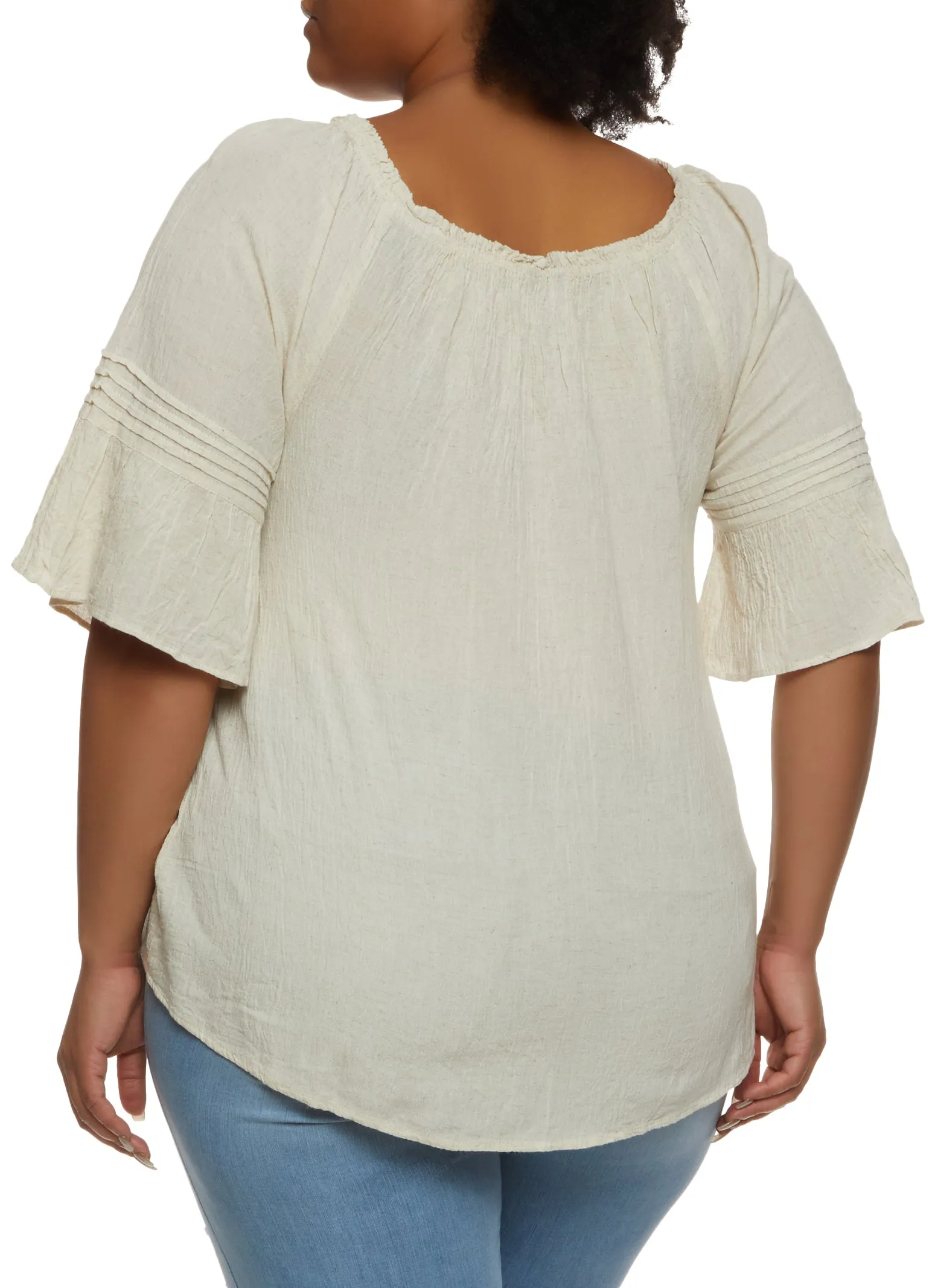 Plus Size Keyhole Bell Sleeve Blouse sold by Rainbow product image thumbnail 2