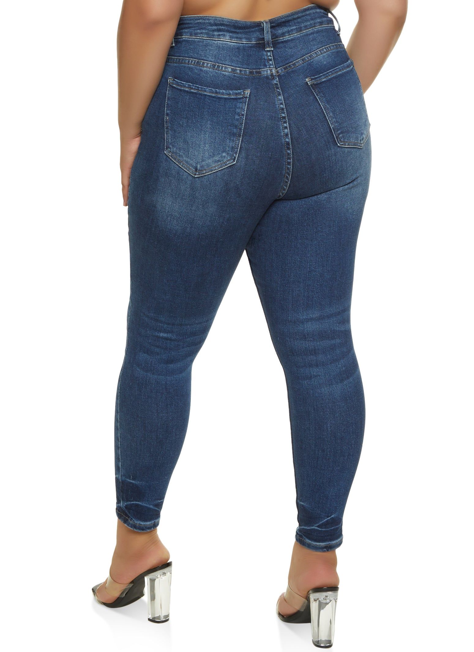 Plus Size WAX High Waisted Whiskered Skinny Jeans sold by Rainbow product image thumbnail 2