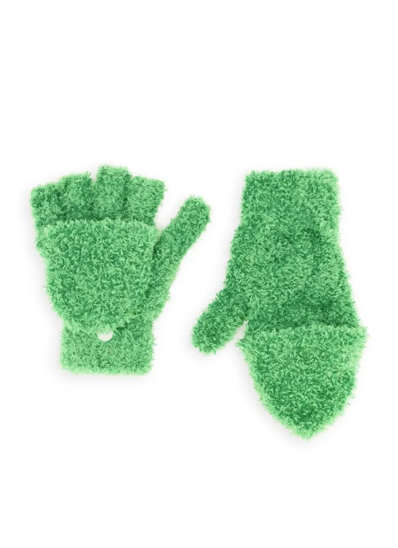 Eyelash Knit Button Detail Flip Top Gloves sold by Rainbow