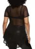 Plus Size Sheer Mesh Short Sleeve Peplum Top sold by Rainbow