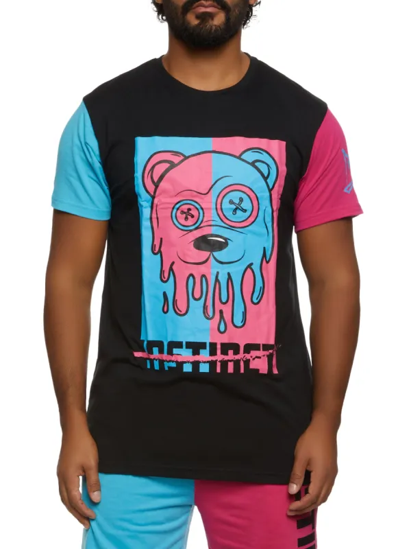 Mens Instinct Bear Color Blocked Graphic Tee made by Rainbow