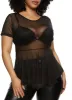 Plus Size Sheer Mesh Short Sleeve Peplum Top sold by Rainbow