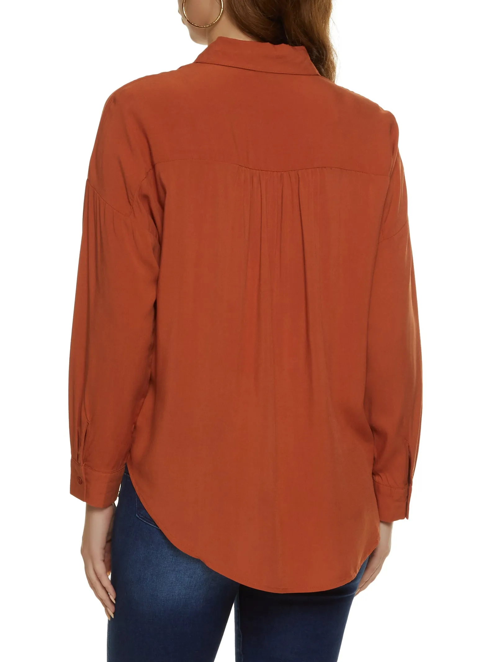 Solid Long Sleeve Button Front Shirt sold by Rainbow product image thumbnail 2