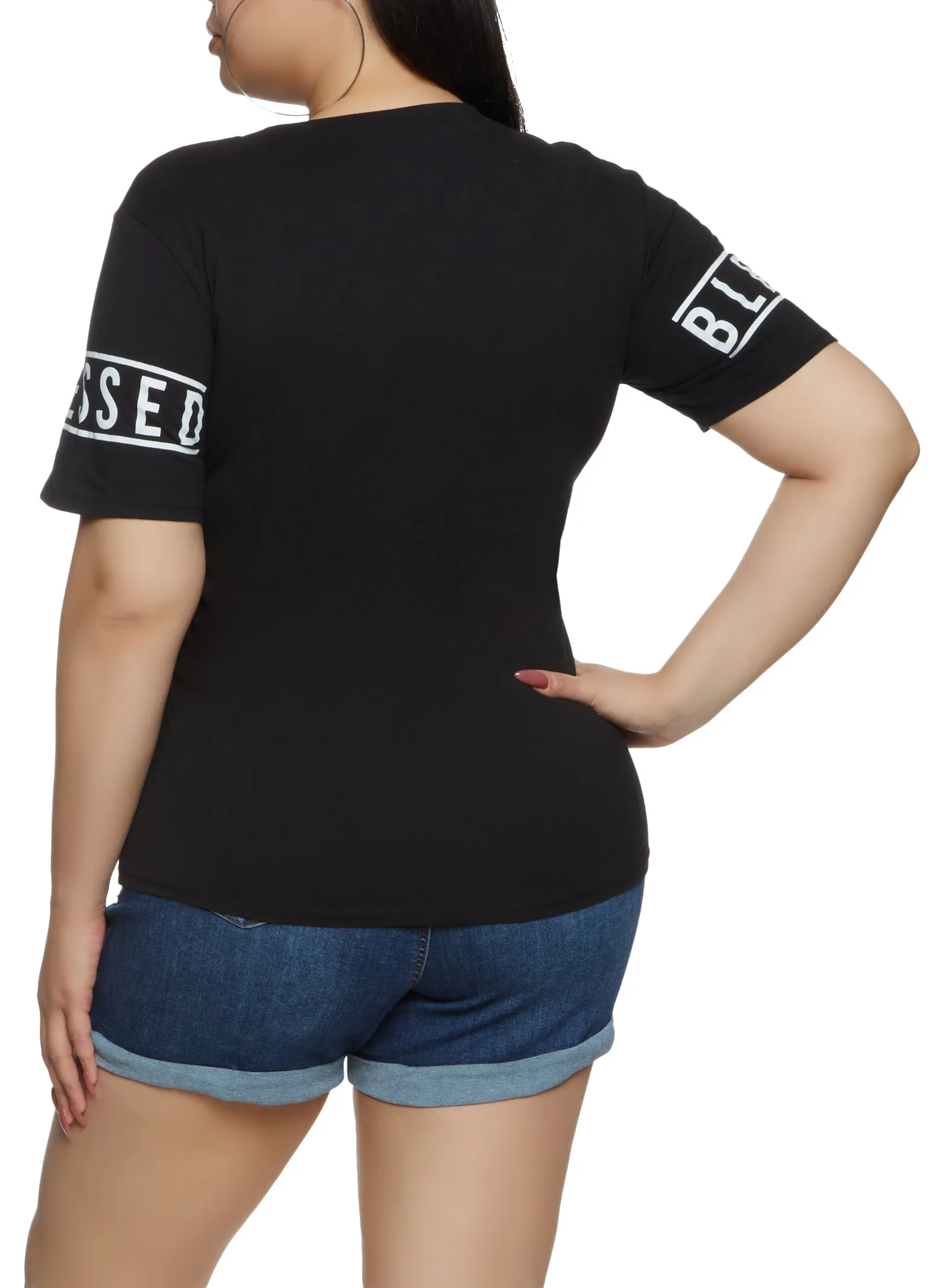 Plus Size Blessed Beyond Measure 28 Laser Cut Graphic Tee sold by Rainbow product image thumbnail 2