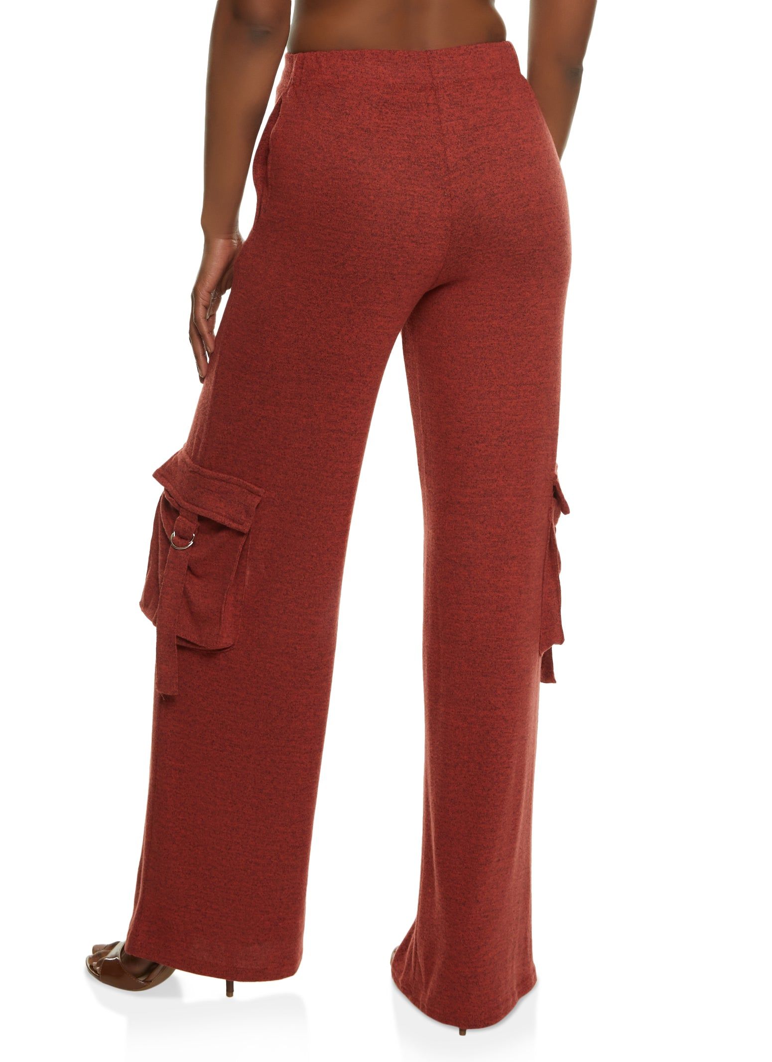 Brushed Knit Wide Leg Cargo Pocket Pants sold by Rainbow product image thumbnail 2