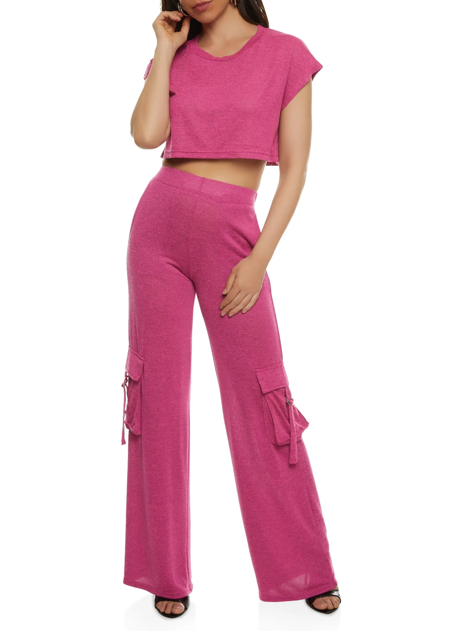 Daisy Brushed Knit Cap Sleeve Crop Top sold by Rainbow product image thumbnail 2