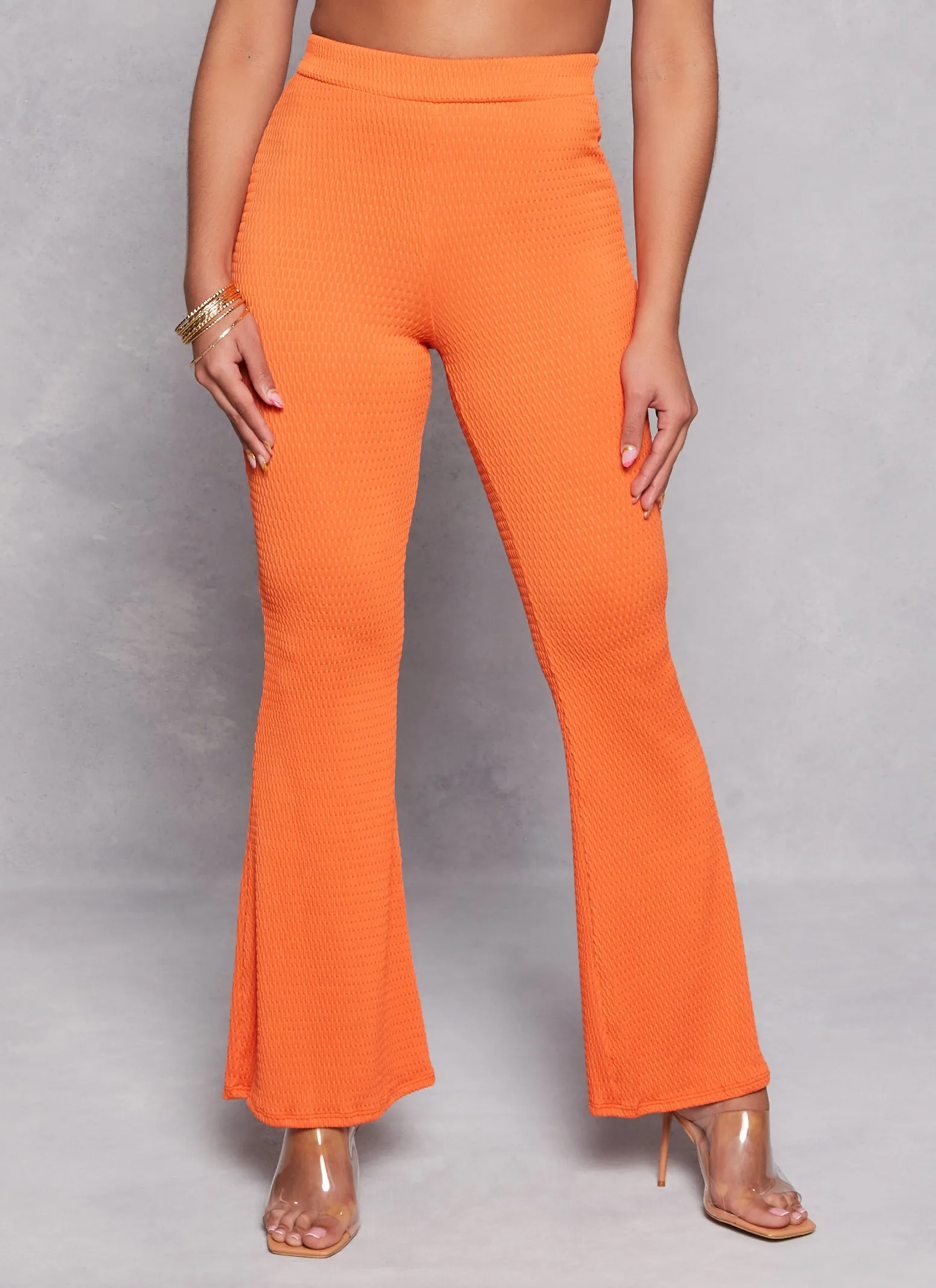 Textured Knit High Waisted Flare Pants sold by Rainbow product image thumbnail 2