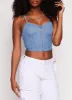 Almost Famous Denim Zip Front Corset Bustier Top sold by Rainbow