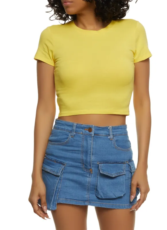 Basic Crew Neck Cropped Tee sold by Rainbow