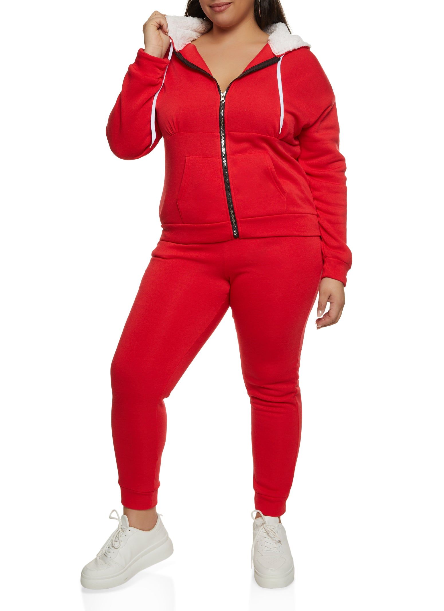 Plus Size Zip Front Sherpa Lined Hoodie sold by Rainbow product image thumbnail 2