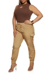 Plus Size Nylon Basic Cargo Joggers sold by Rainbow