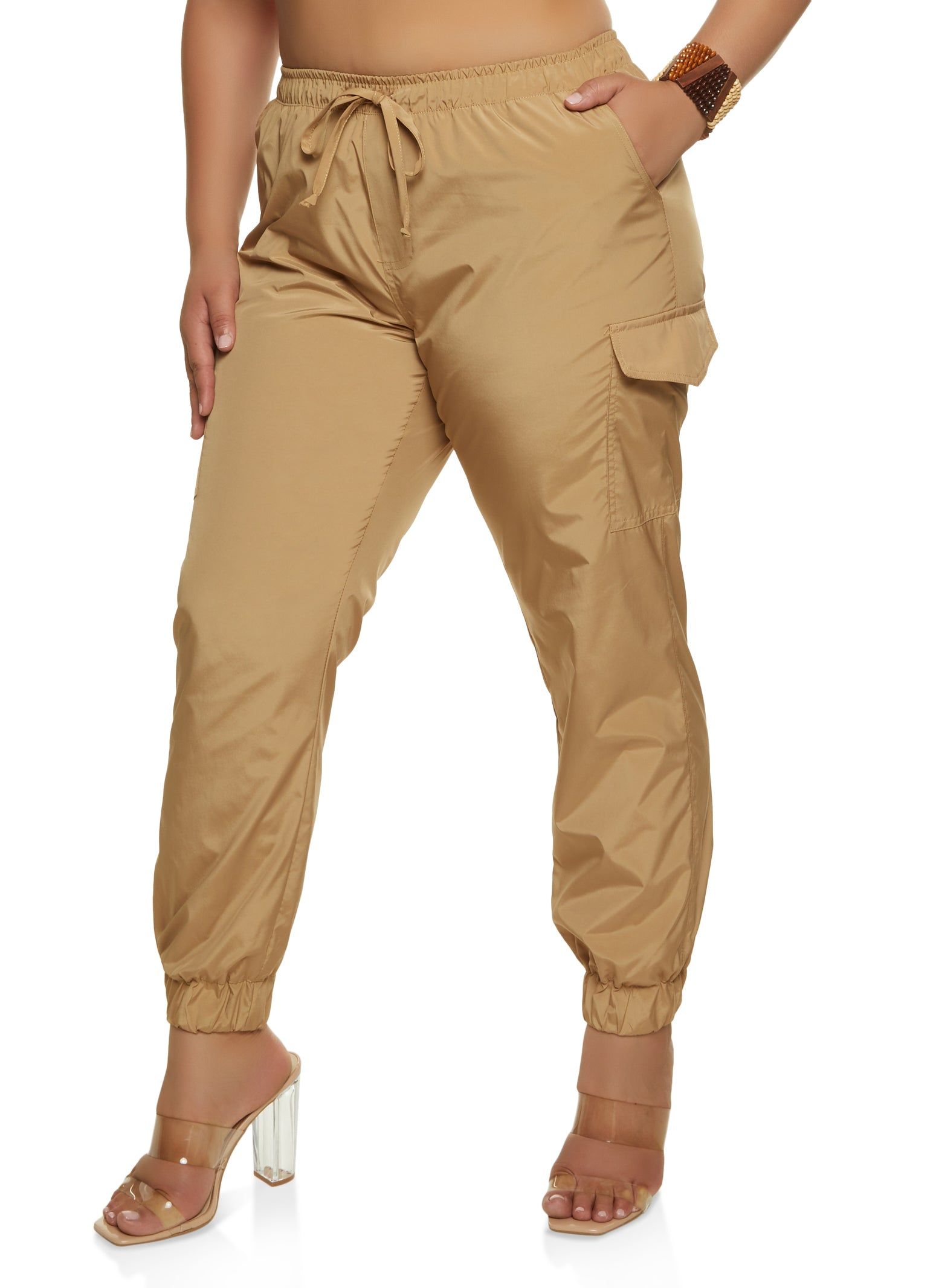 Plus Size Nylon Basic Cargo Joggers sold by Rainbow