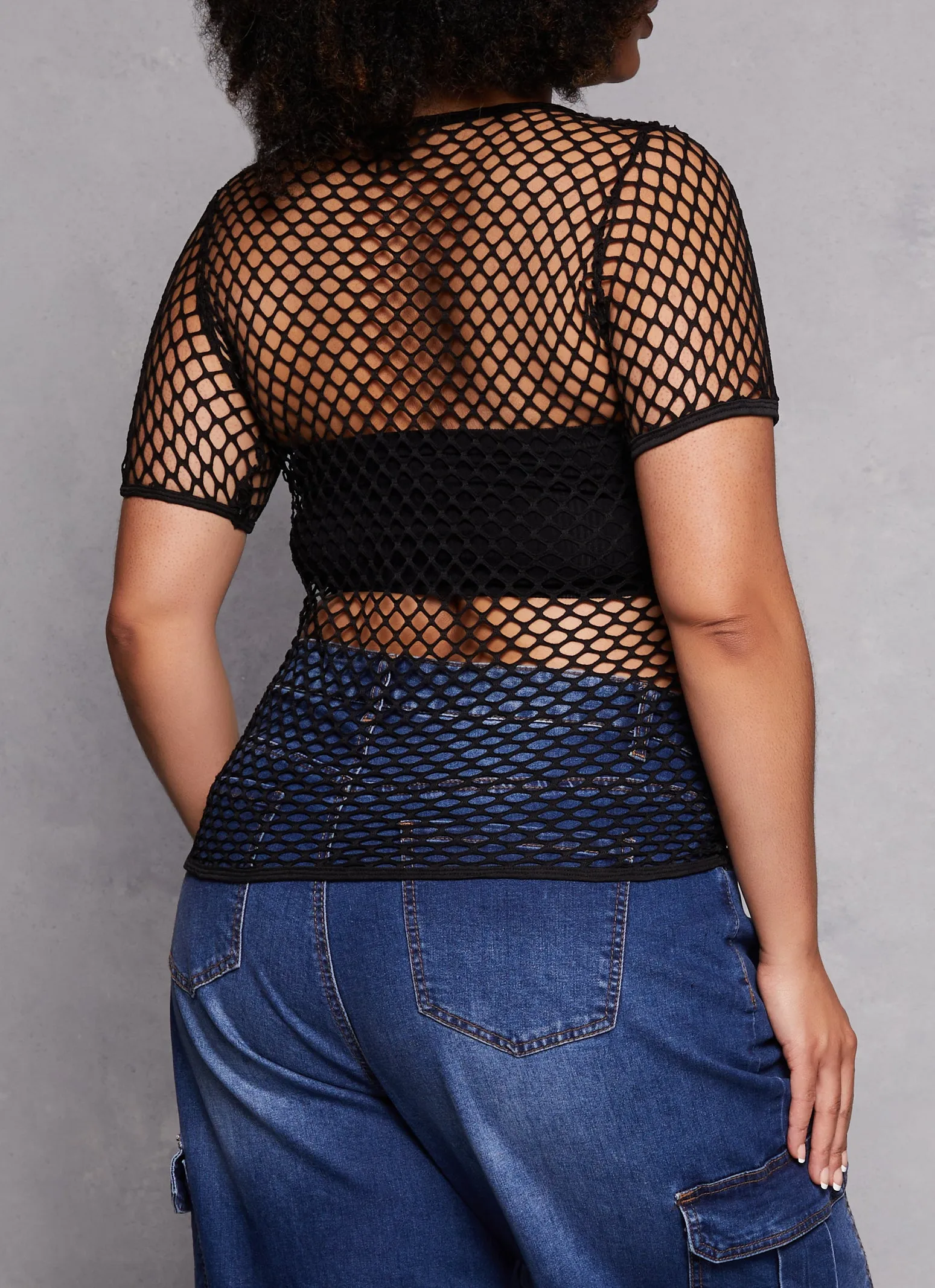 Plus Size Fishnet Angel Rhinestone Graphic Tee sold by Rainbow product image thumbnail 3