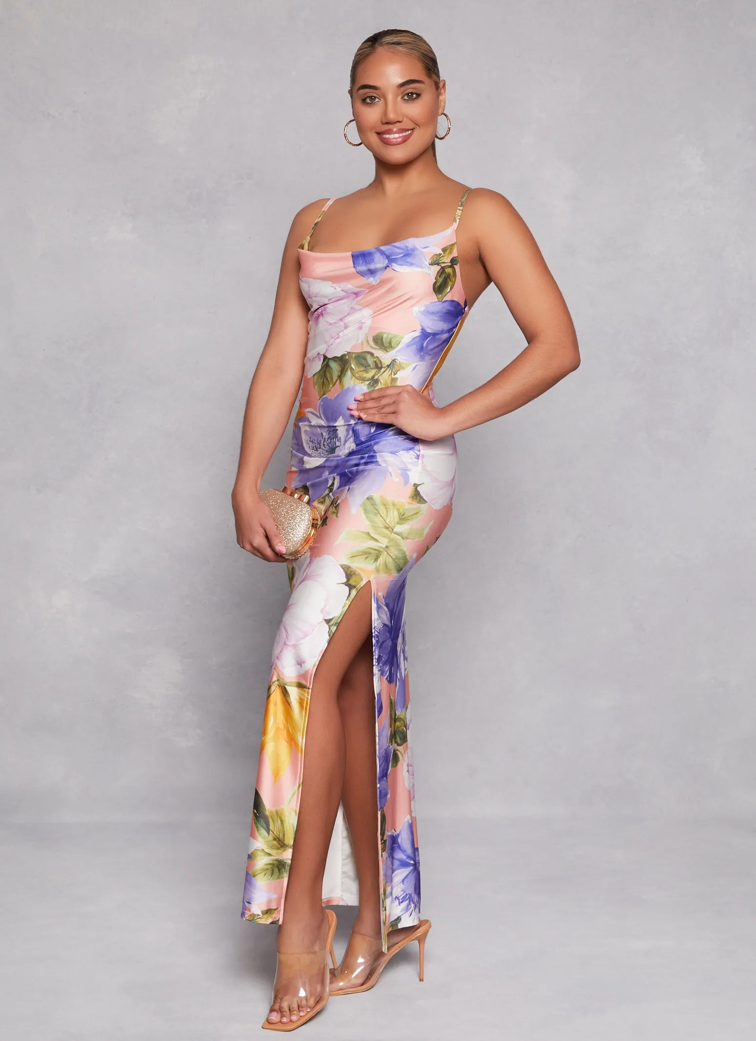 Haute Monde Floral Print Side Slit Maxi Dress sold by Rainbow product image thumbnail 2