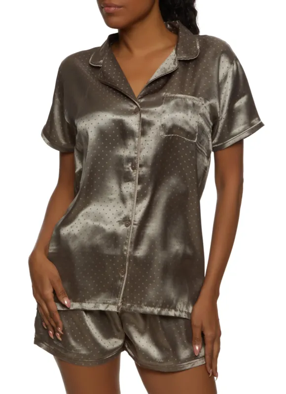 Satin Polka Dot Pajama Shirt and Shorts sold by Rainbow
