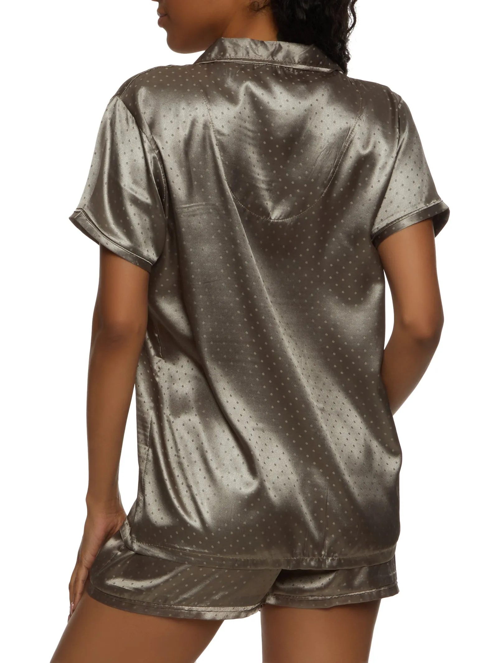 Satin Polka Dot Pajama Shirt and Shorts sold by Rainbow product image thumbnail 2