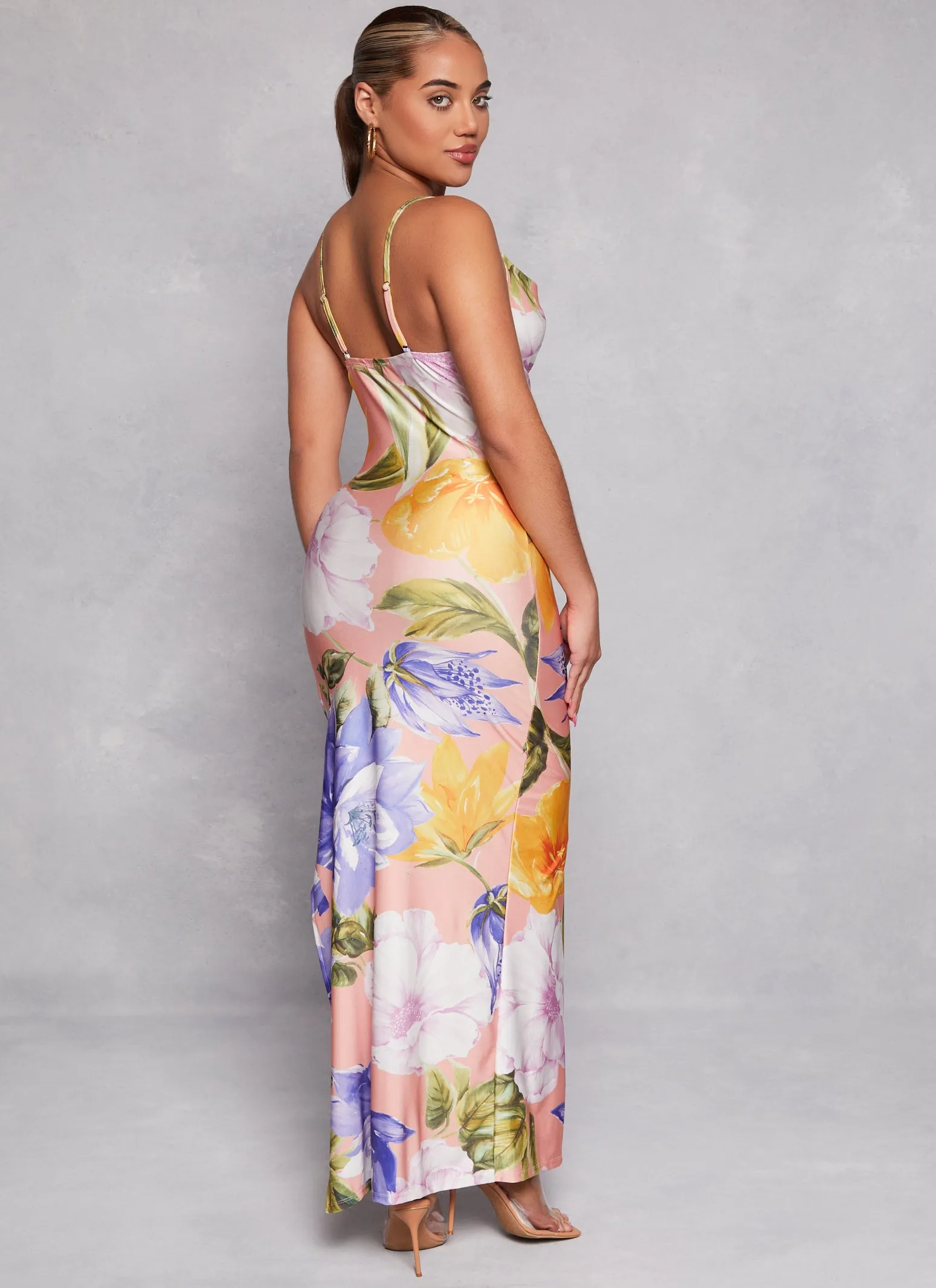Haute Monde Floral Print Side Slit Maxi Dress sold by Rainbow product image thumbnail 3
