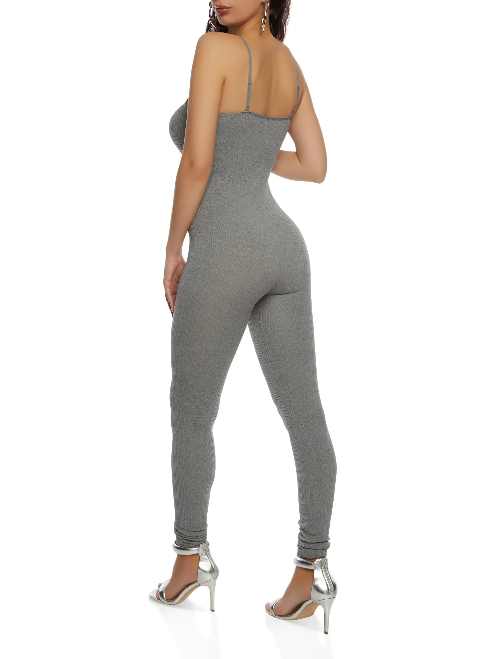 Seamless Rib Knit Spaghetti Strap Jumpsuit sold by Rainbow product image thumbnail 3