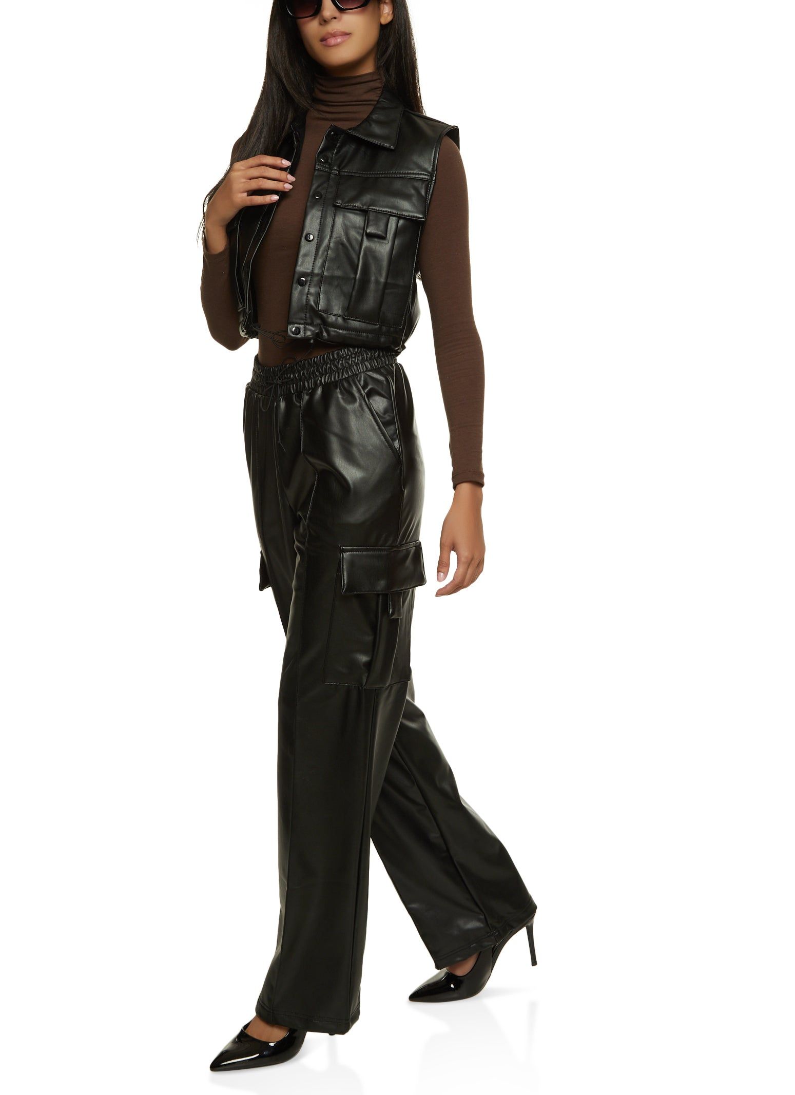 Faux Leather Pintuck Cargo Pants sold by Rainbow product image thumbnail 2