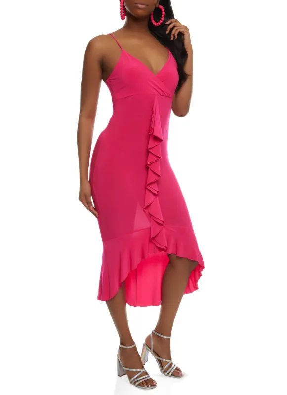 Ruffled High Low Flounce Hem Dress sold by Rainbow
