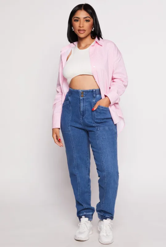 Haute Monde Elastic Waist Denim Joggers sold by Rainbow