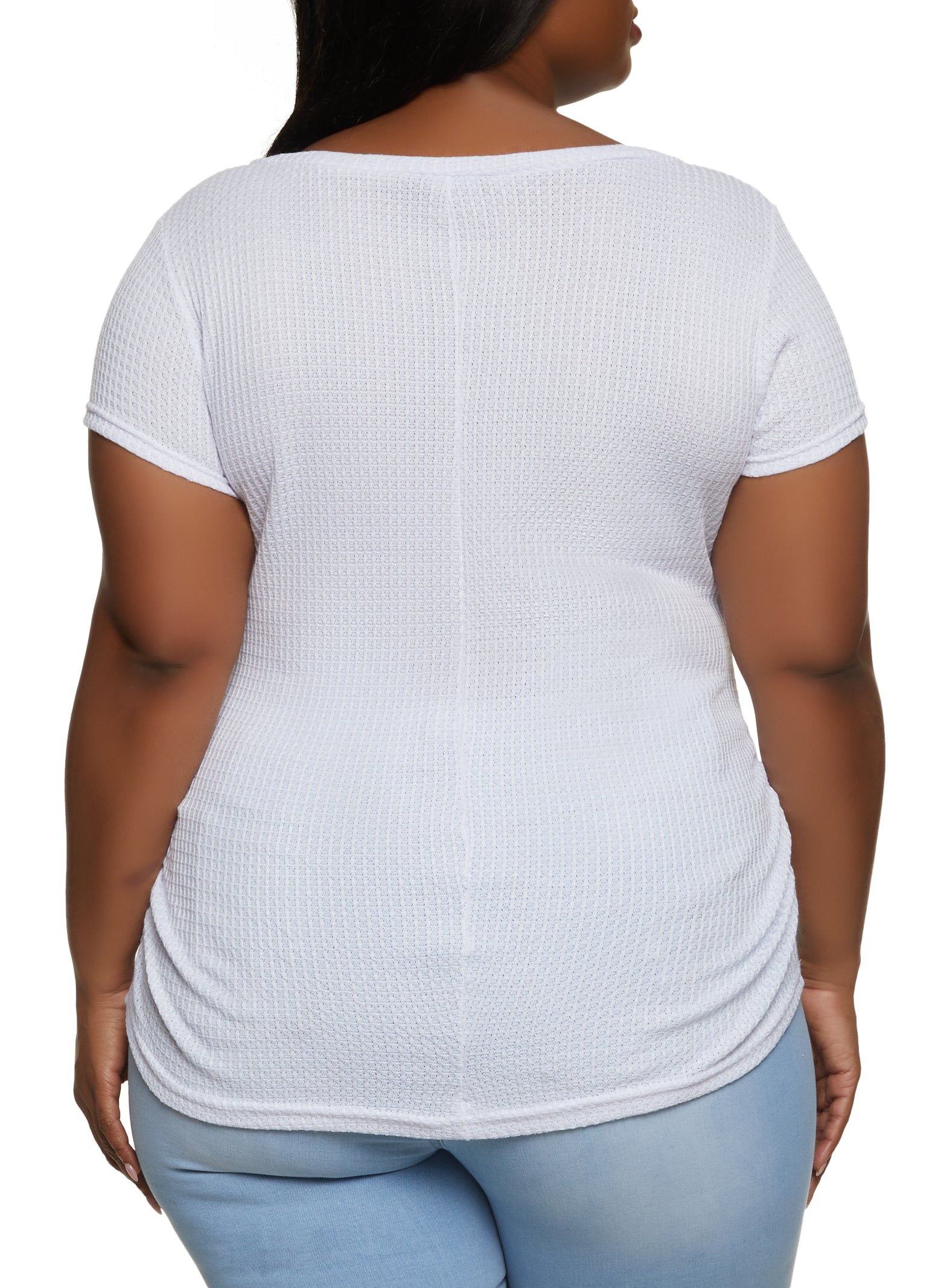 Plus Size Waffle Knit Ruched Side Tee sold by Rainbow product image thumbnail 2