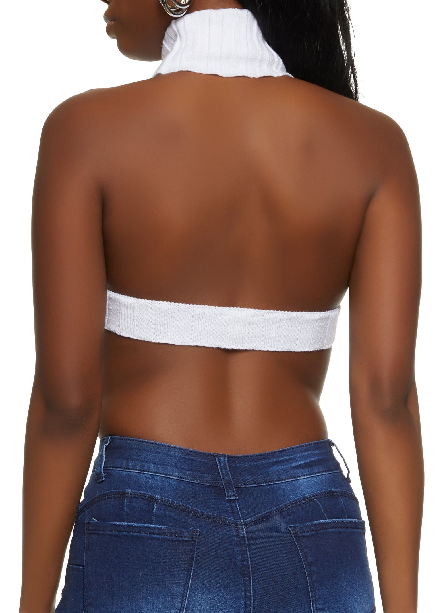 Rib Knit Turtleneck Keyhole Halter Top sold by Rainbow product image thumbnail 2