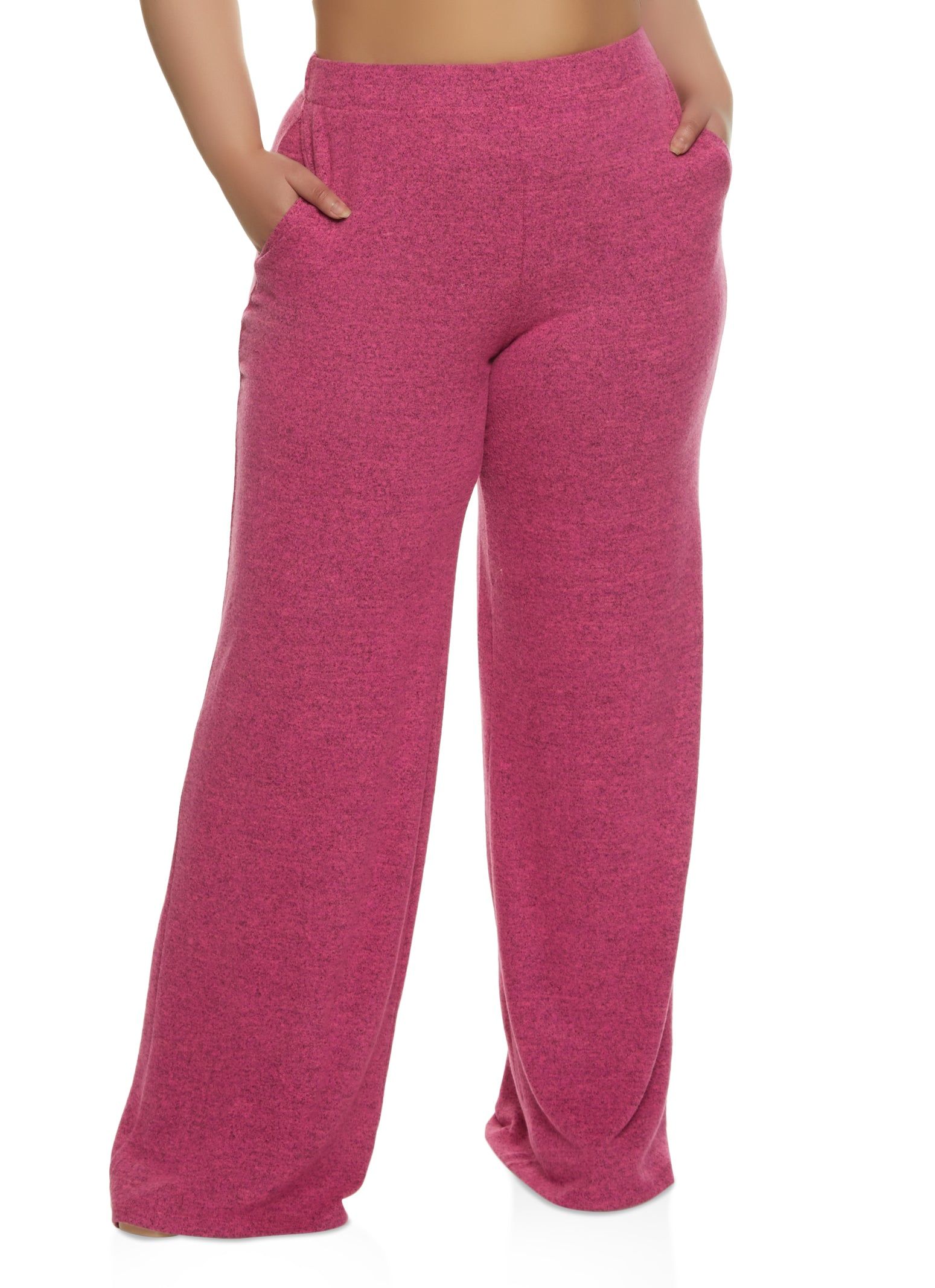 Plus Size Brushed Knit High Waist Wide Leg Pants sold by Rainbow