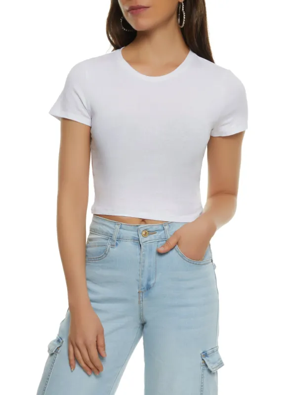 Basic Crew Neck Cropped Tee sold by Rainbow