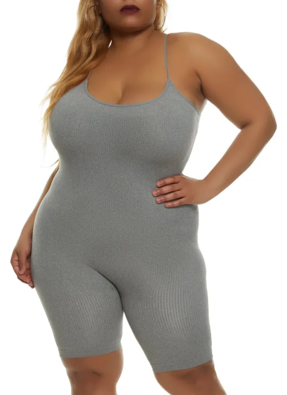 Plus Size Scoop Neck Cami Romper sold by Rainbow