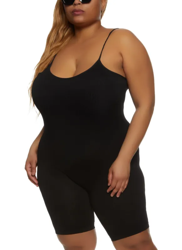 Plus Size Scoop Neck Cami Romper sold by Rainbow