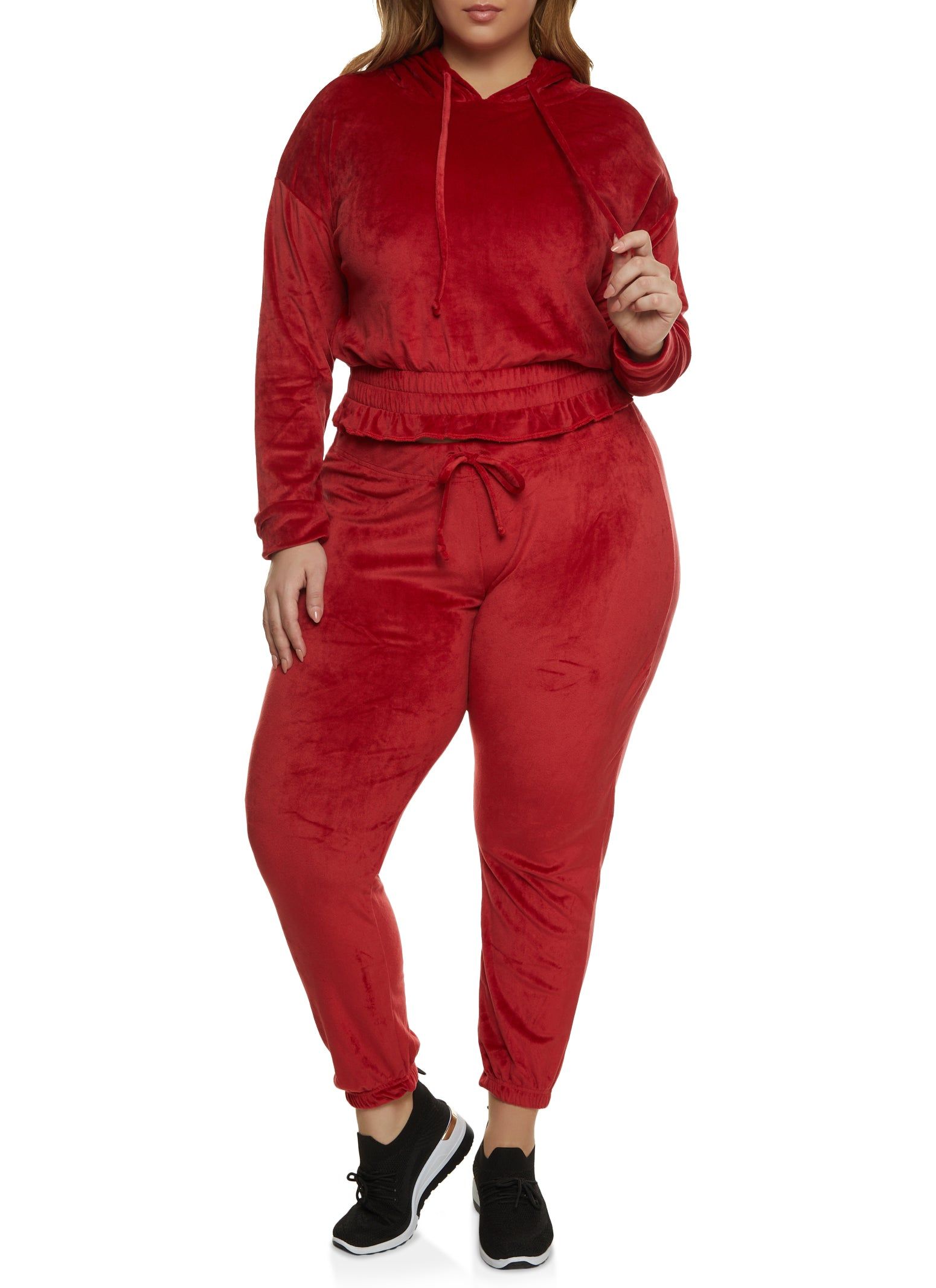 Plus Size Velour Elastic Waist Hoodie sold by Rainbow product image thumbnail 2