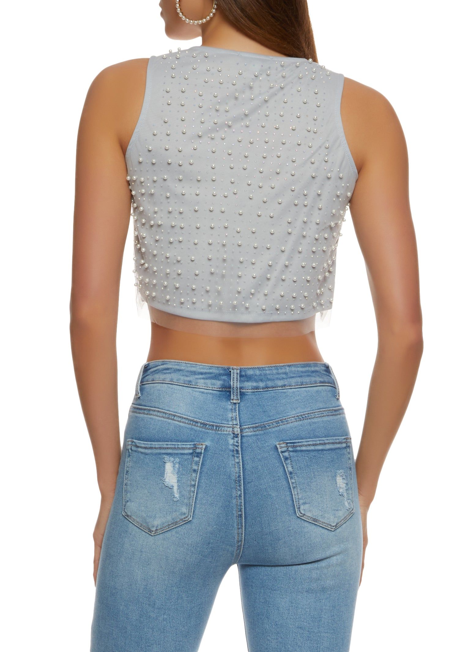 Beaded Mesh Crop Top sold by Rainbow product image thumbnail 2