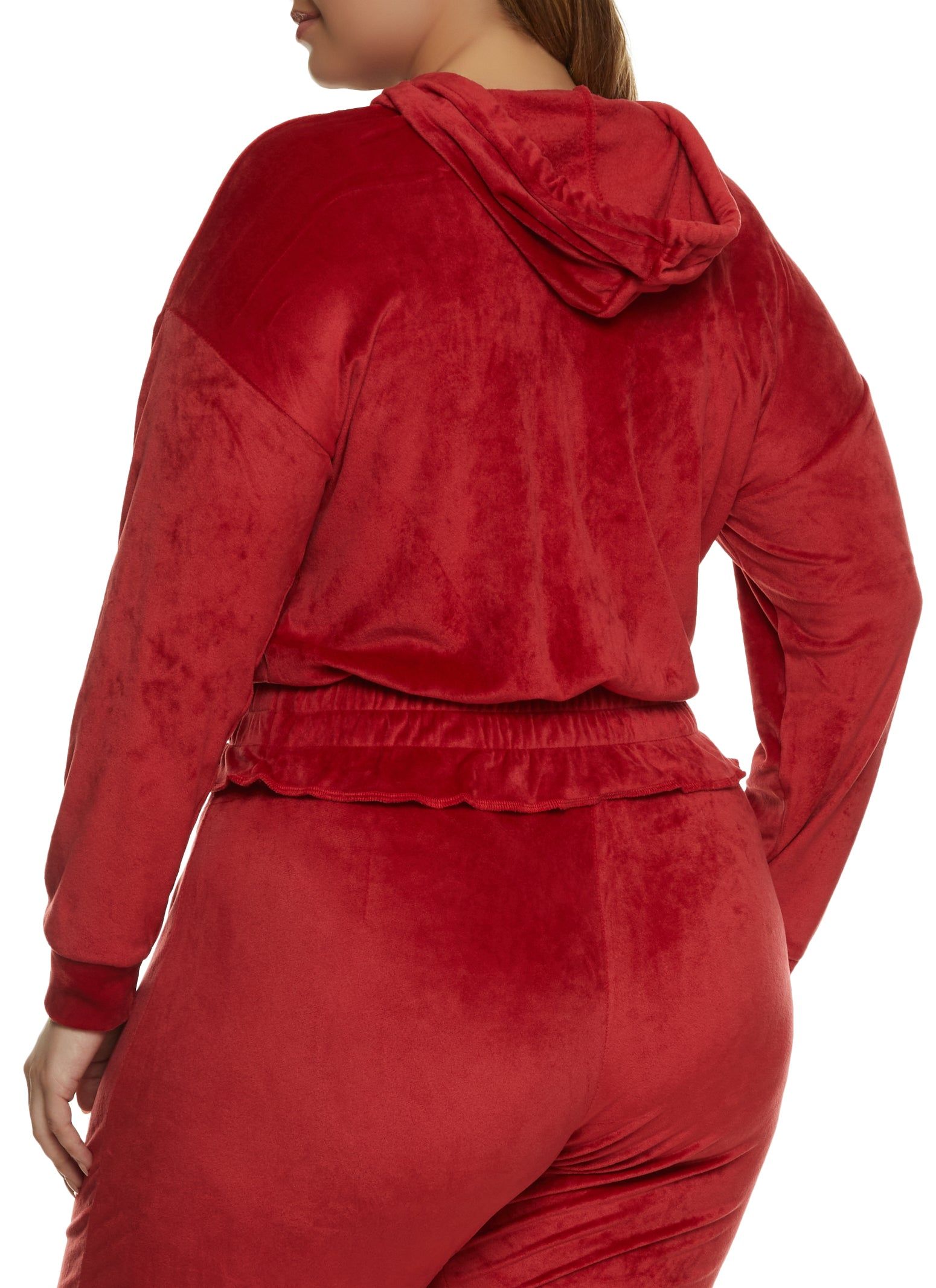 Plus Size Velour Elastic Waist Hoodie sold by Rainbow product image thumbnail 3