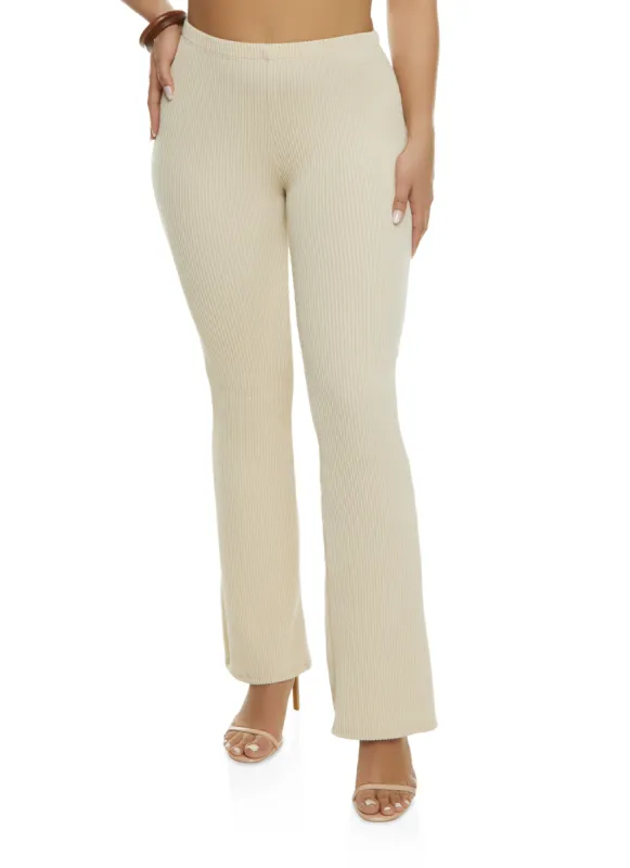 Ribbed Knit High Waist Boot Cut Pants sold by Rainbow