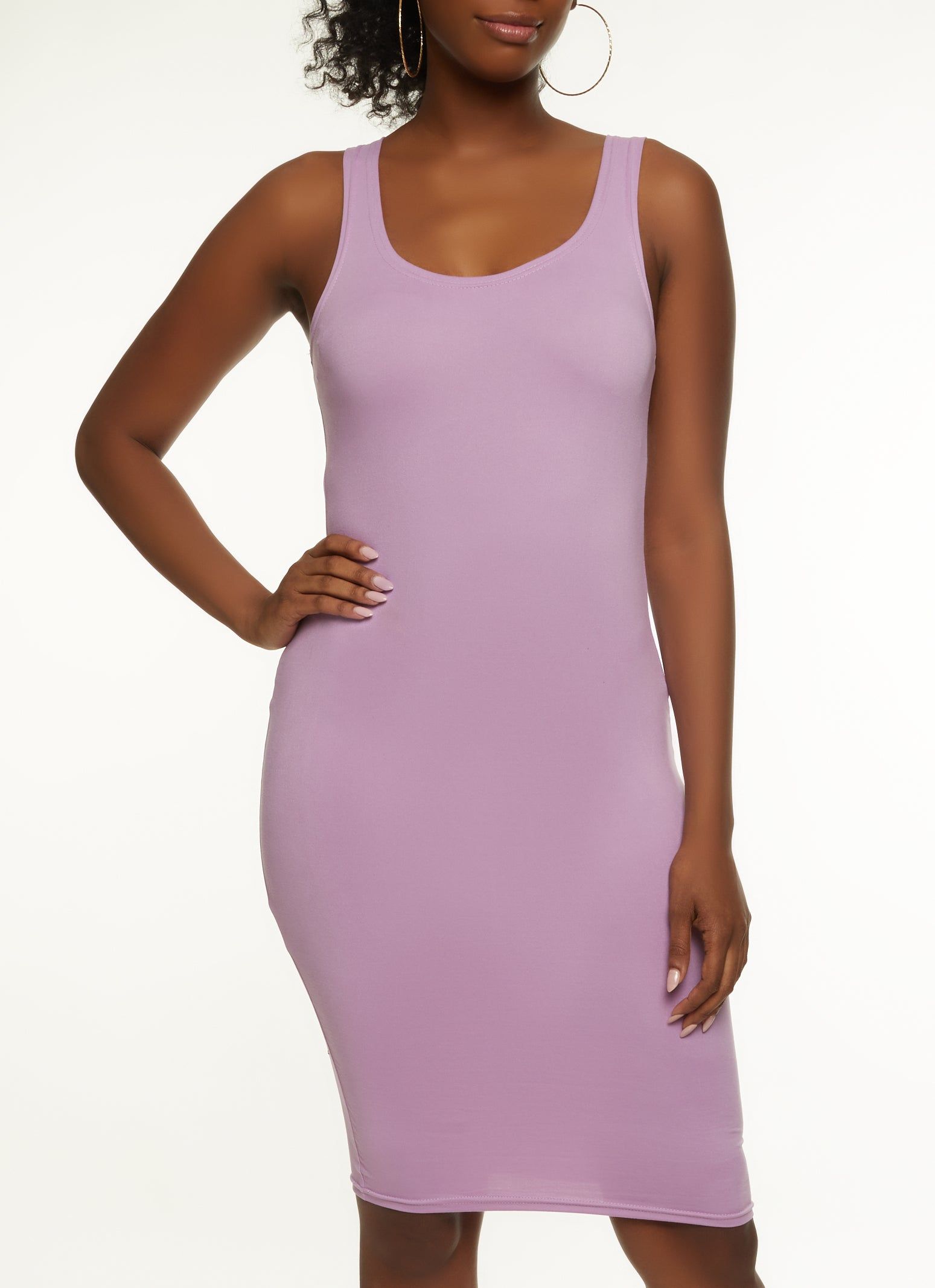 Solid Scoop Neck Mini Bodycon Dress sold by Rainbow