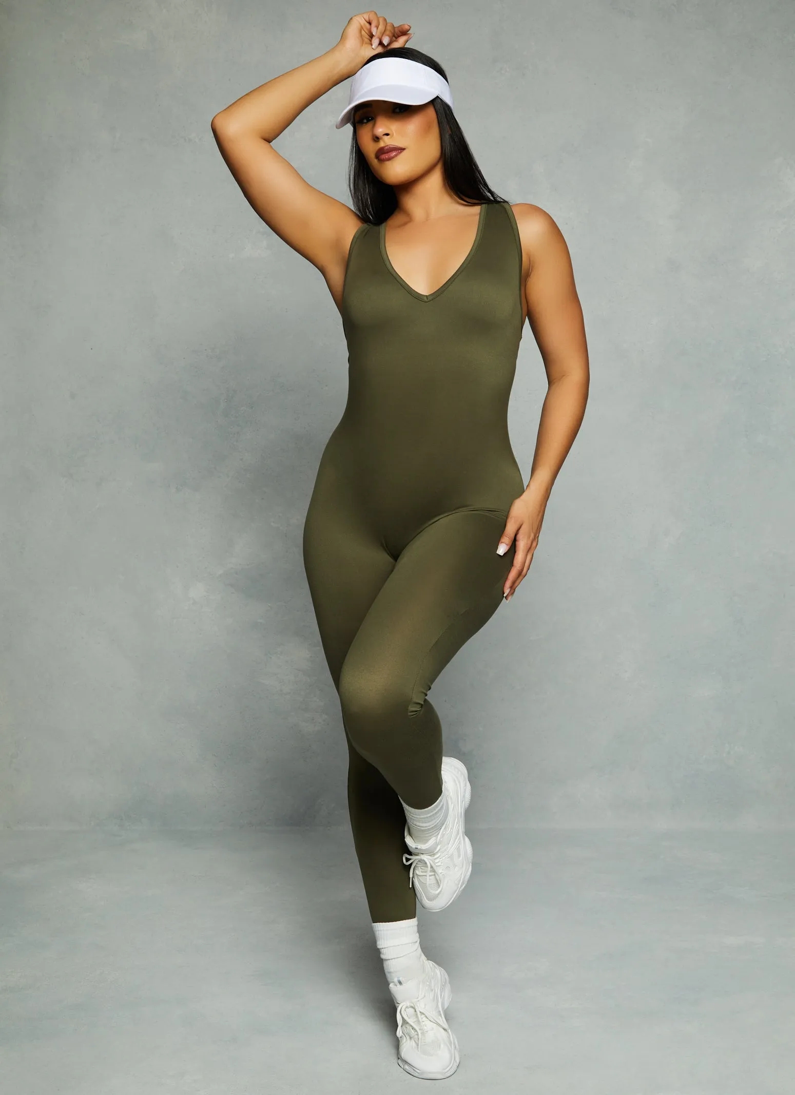 Solid V Neck Racerback Jumpsuit sold by Rainbow product image thumbnail 2