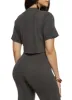 Solid Ribbed Short Sleeve Crop Top sold by Rainbow